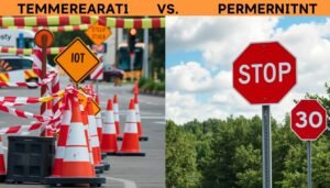 Diferenças entre sinalização temporária e permanente